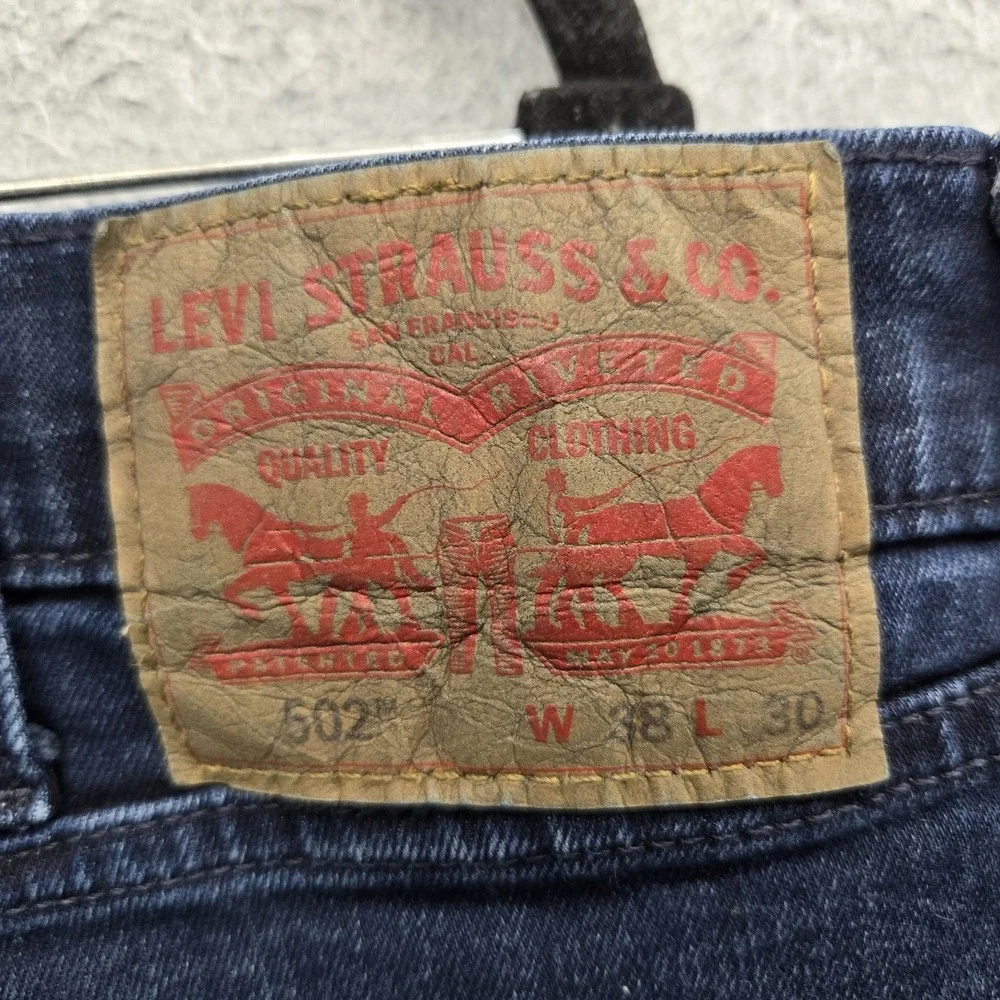 Levi's 502 Men Jeans 38X30 Dark Blue Denim Tapered Leg Allseason Tech